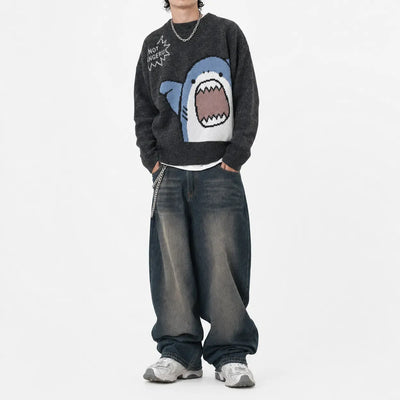 Nite Fury Cartoon Shark Knitted Jumper