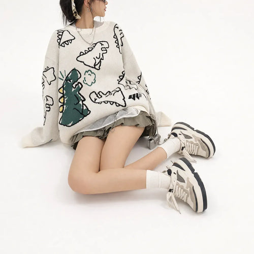 Dinosaur Graphic Knitted Jumper