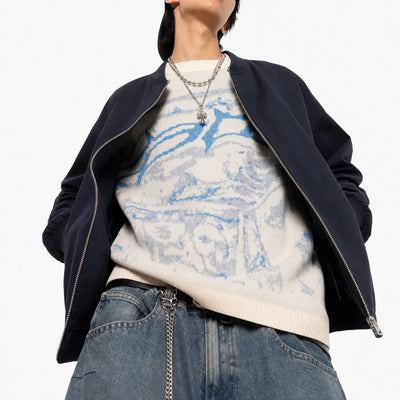 Nite Fury Graphic Abstract Knitted Jumper