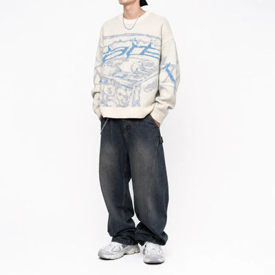 Nite Fury Graphic Abstract Knitted Jumper