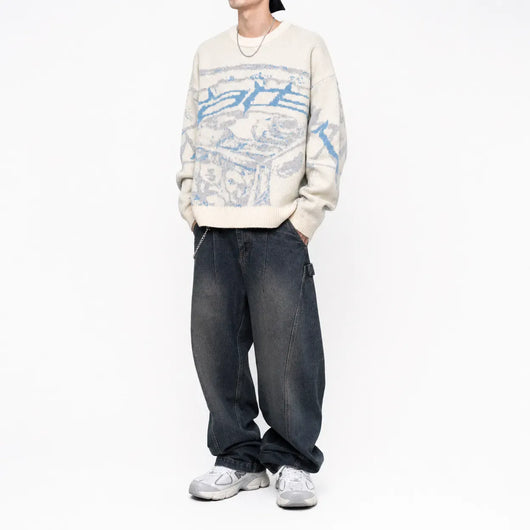 Nite Fury Graphic Abstract Knitted Jumper