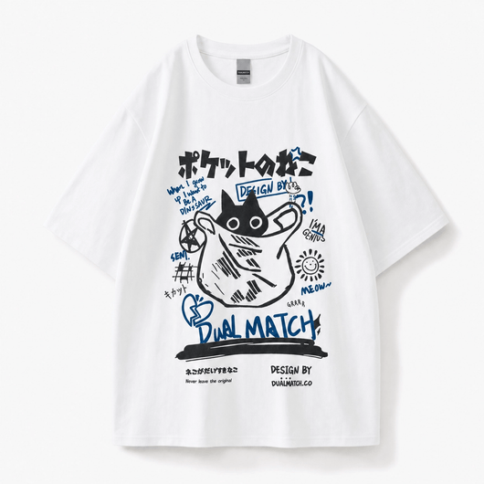 Nite Fury White / XS Japanese Cat Graphic Tee