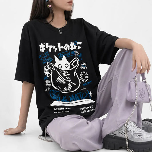 Nite Fury Japanese Cat Graphic Tee