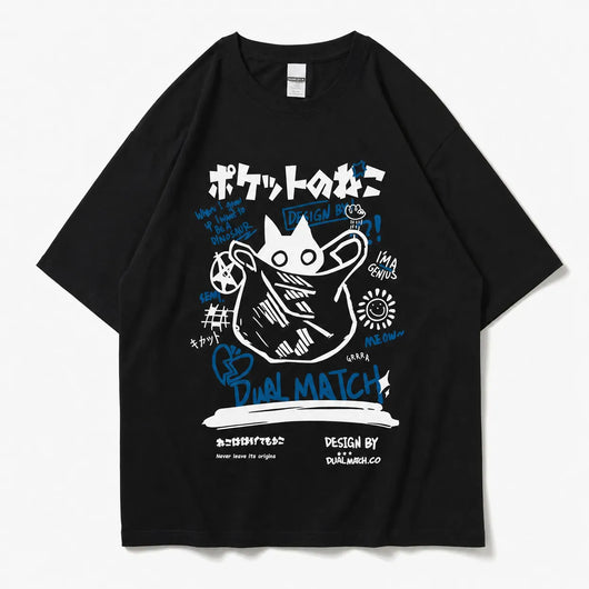 Nite Fury Black & Blue / XS Japanese Cat Graphic Tee