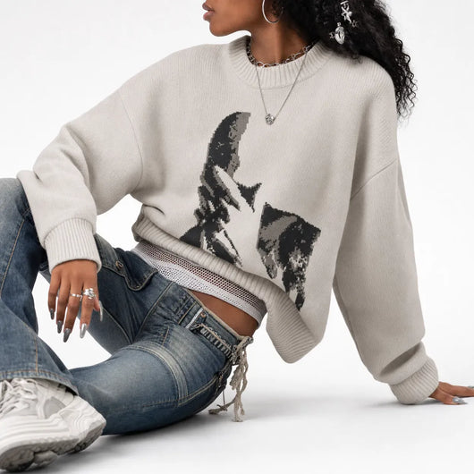 Nite Fury Y2K Oversized Knitted Retro Jumper
