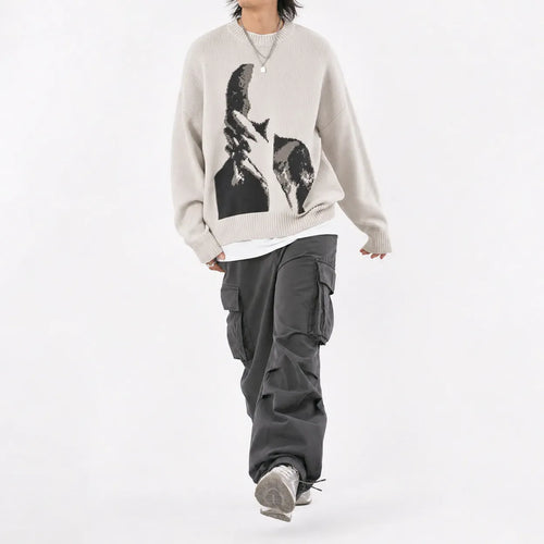 Y2K Oversized Knitted Retro Jumper