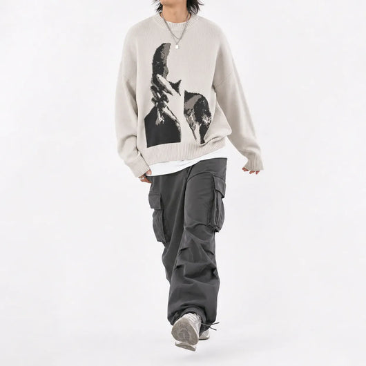 Nite Fury Y2K Oversized Knitted Retro Jumper